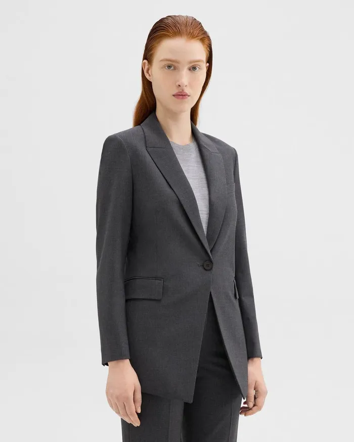 Theory Blazers Jackets Etiennette Blazer In Good Wool Charcoal Melange 8211 Women