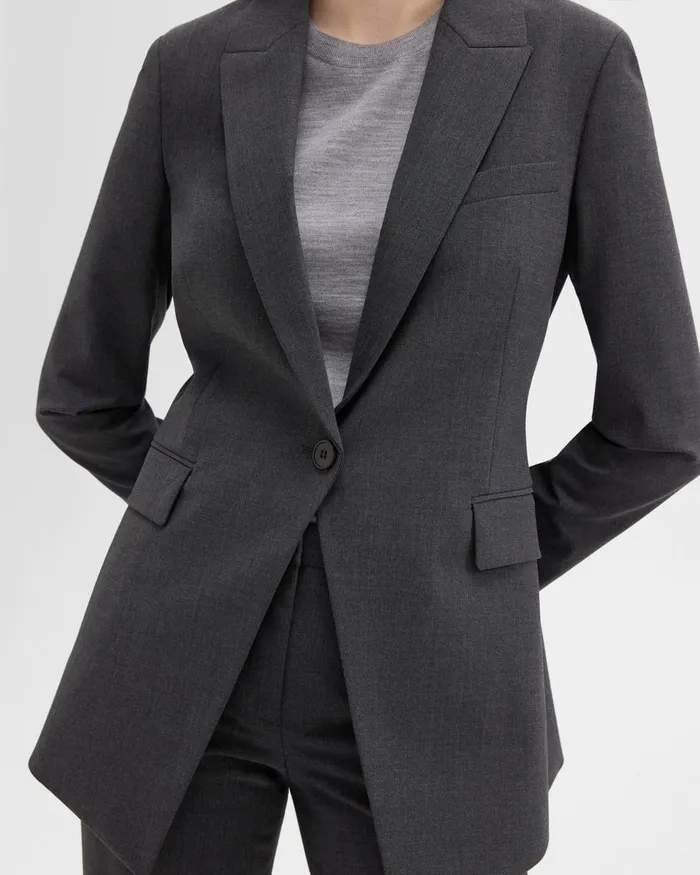 Theory Blazers Jackets Etiennette Blazer In Good Wool Charcoal Melange 8211 Women