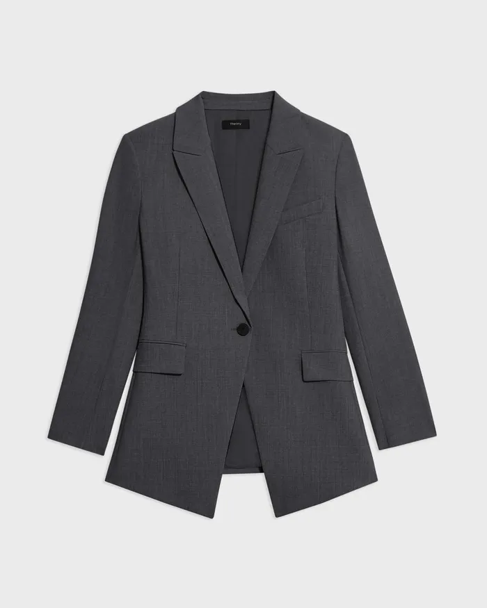 Theory Blazers Jackets Etiennette Blazer In Good Wool Charcoal Melange 8211 Women