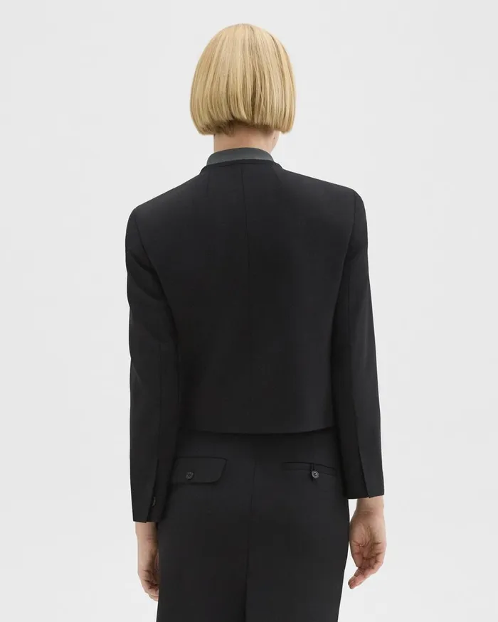 Theory Blazers Jackets Wool Gabardine Cropped Jacket Black 8211 Women