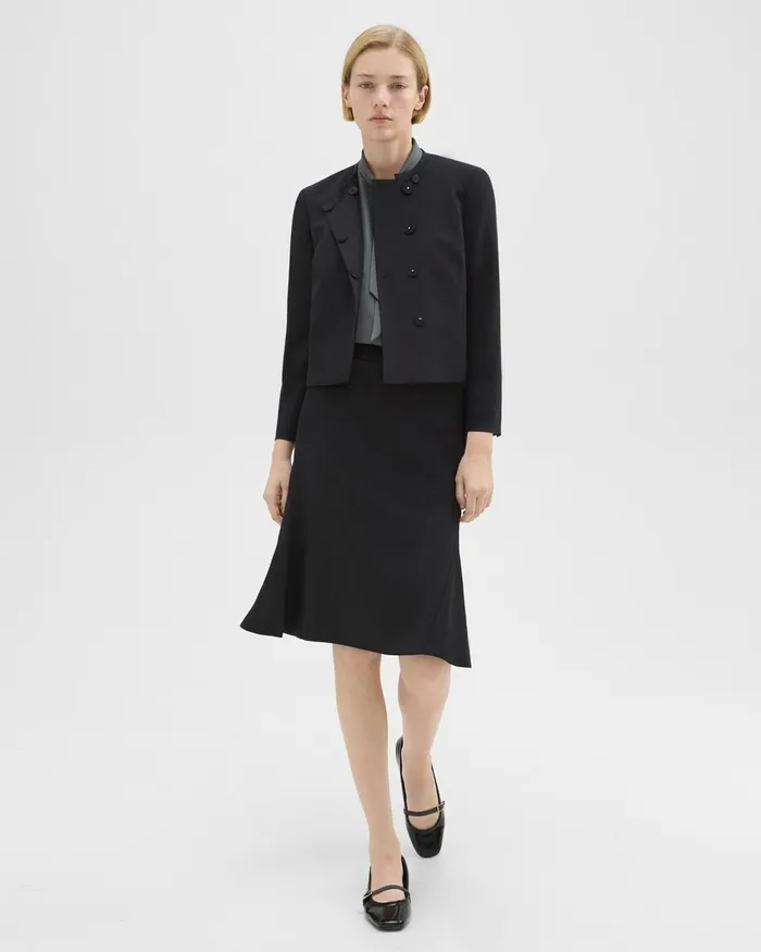 Theory Blazers Jackets Wool Gabardine Cropped Jacket Black 8211 Women