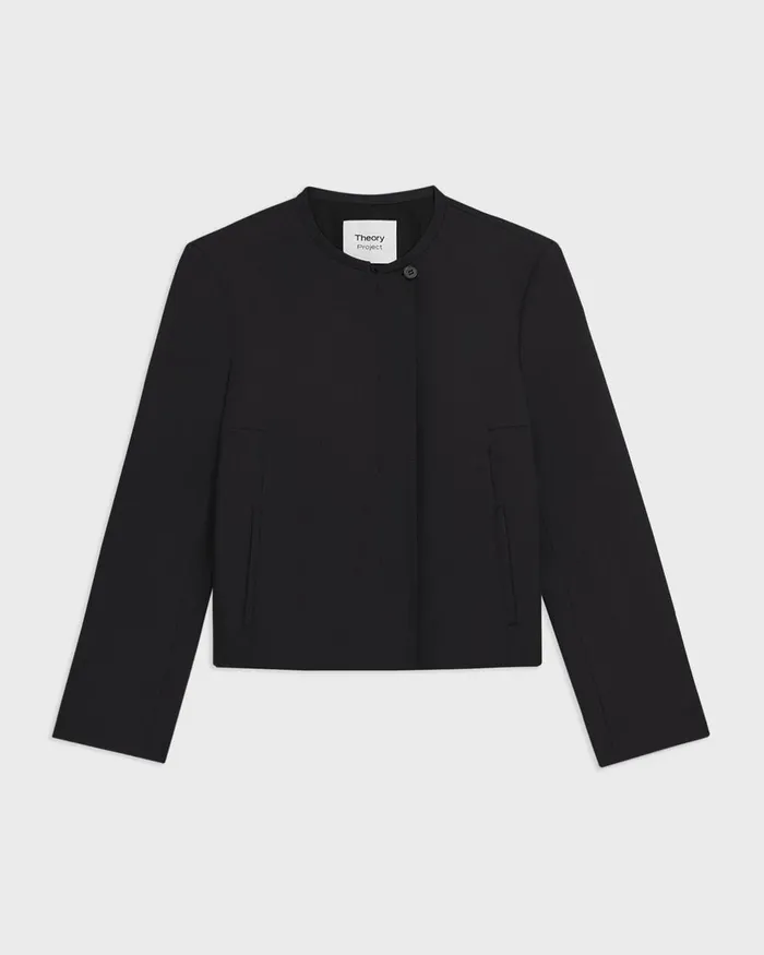Theory Blazers Jackets Wool Gabardine Cropped Jacket Black 8211 Women
