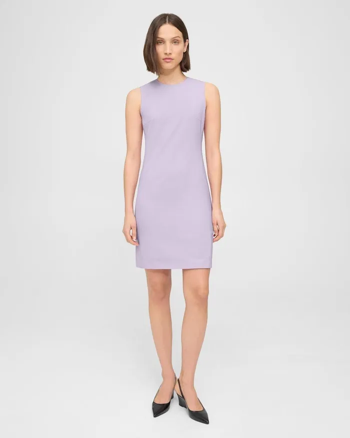 Theory Dresses Sleeveless Fitted Dress In Good Wool Lilac Sky 8211 Women
