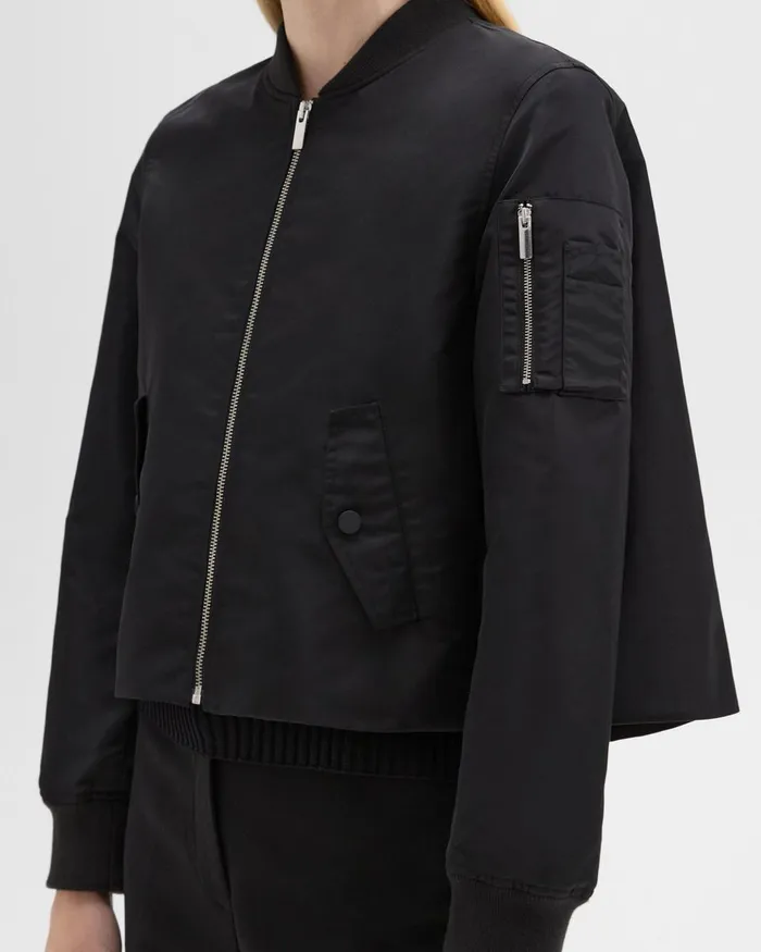 Theory Outerwear ALine Flight Jacket In Recycled Nylon Black 8211 Women