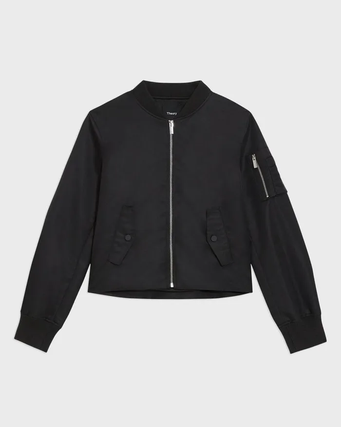 Theory Outerwear ALine Flight Jacket In Recycled Nylon Black 8211 Women