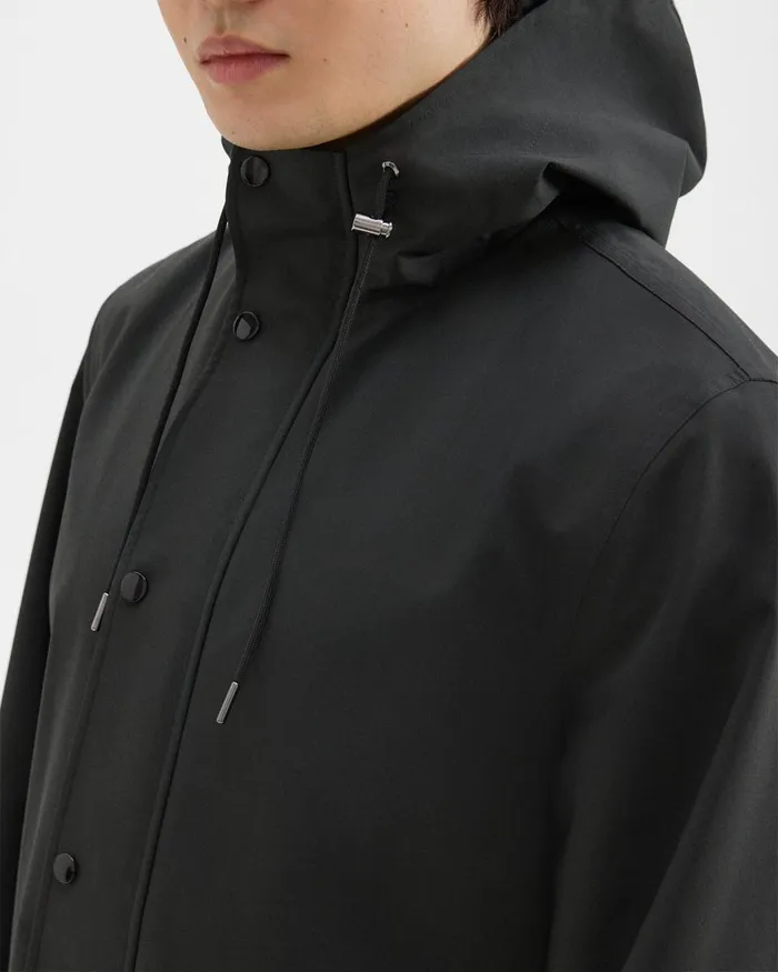 Theory Outerwear Hooded Raincoat In Poplin Black 8211 Men