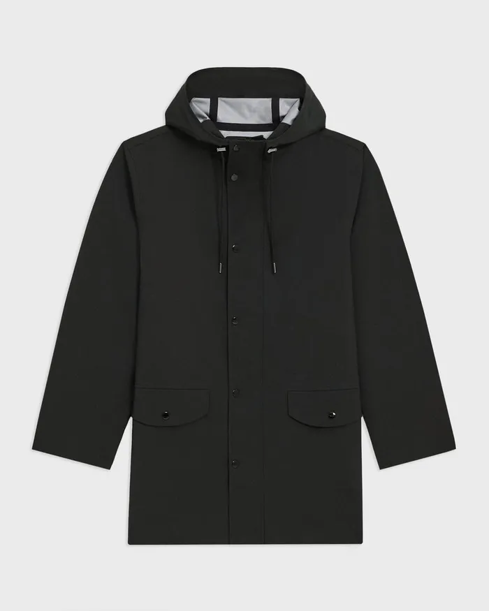Theory Outerwear Hooded Raincoat In Poplin Black 8211 Men