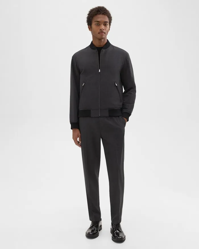Theory Outerwear Tailored Bomber Jacket In Stretch Wool Dark Charcoal 8211 Men