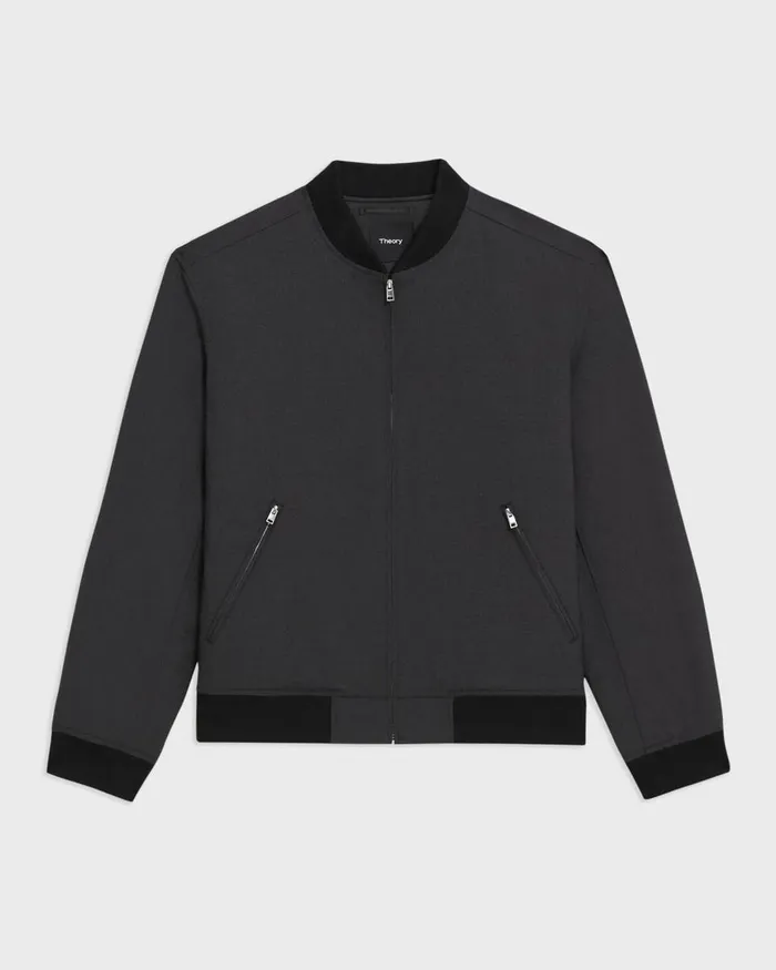 Theory Outerwear Tailored Bomber Jacket In Stretch Wool Dark Charcoal 8211 Men