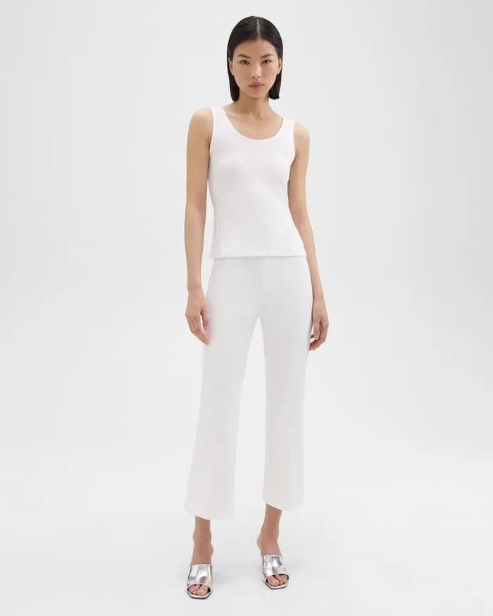 Theory Pants Cropped Kick Pant In Stretch CottonBlend White 8211 Women