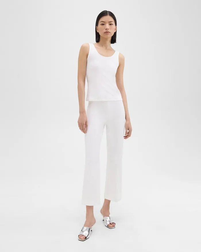 Theory Pants Cropped Kick Pant In Stretch CottonBlend White 8211 Women