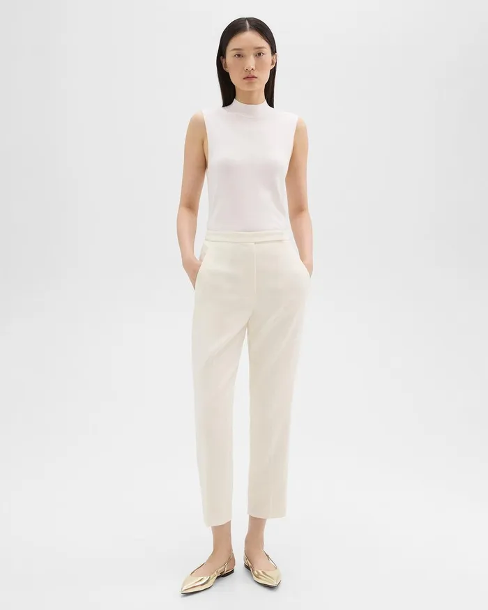 Theory Pants HighWaist Slim Crop Pant In Admiral Crepe Rice 8211 Women