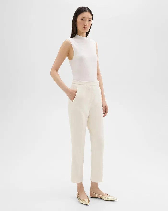 Theory Pants HighWaist Slim Crop Pant In Admiral Crepe Rice 8211 Women