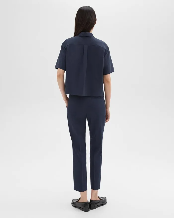 Theory Pants HighWaist Slim Crop Pant In Oxford Wool Nocturne Navy 8211 Women