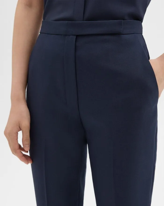 Theory Pants HighWaist Slim Crop Pant In Oxford Wool Nocturne Navy 8211 Women