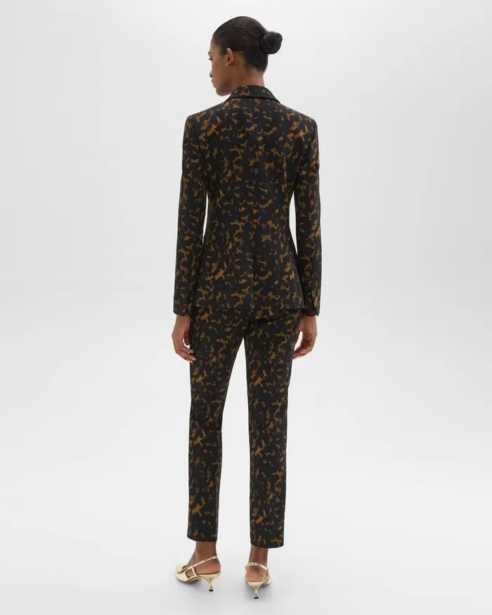 Theory Pants HighWaist Slim Crop Pant In Tortoiseshell Printed Crepe Dark Brown Multi 8211 Women