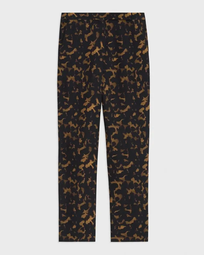 Theory Pants HighWaist Slim Crop Pant In Tortoiseshell Printed Crepe Dark Brown Multi 8211 Women