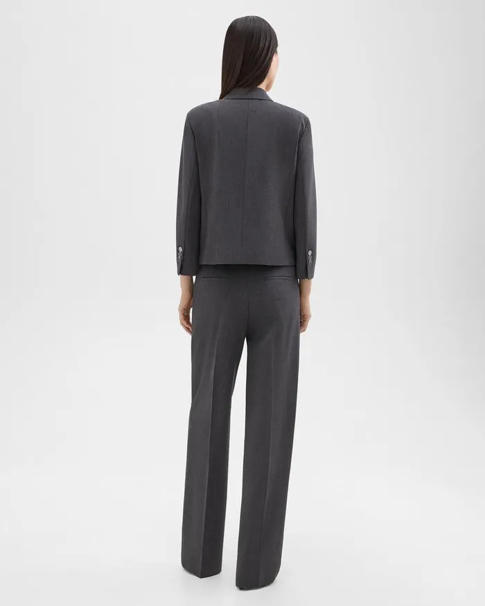 Theory Pants StraightLeg Pant In Good Wool Charcoal Melange 8211 Women