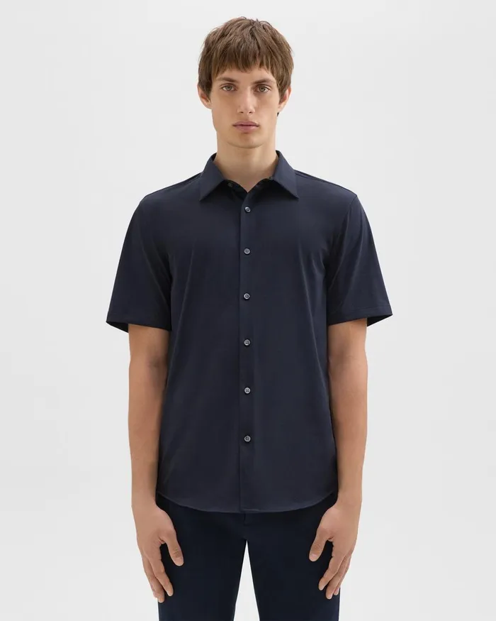 Theory Shirts Irving ShortSleeve Shirt In Structure Knit Eclipse 8211 Men