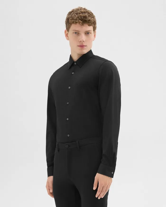 Theory Shirts Sylvain Shirt In Structure Knit Black 8211 Men