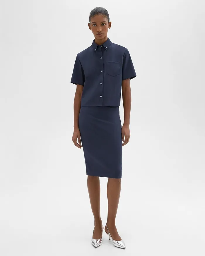 Theory Skirts Slim Pencil Skirt In Good Wool Nocturne Navy 8211 Women