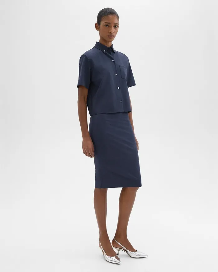 Theory Skirts Slim Pencil Skirt In Good Wool Nocturne Navy 8211 Women