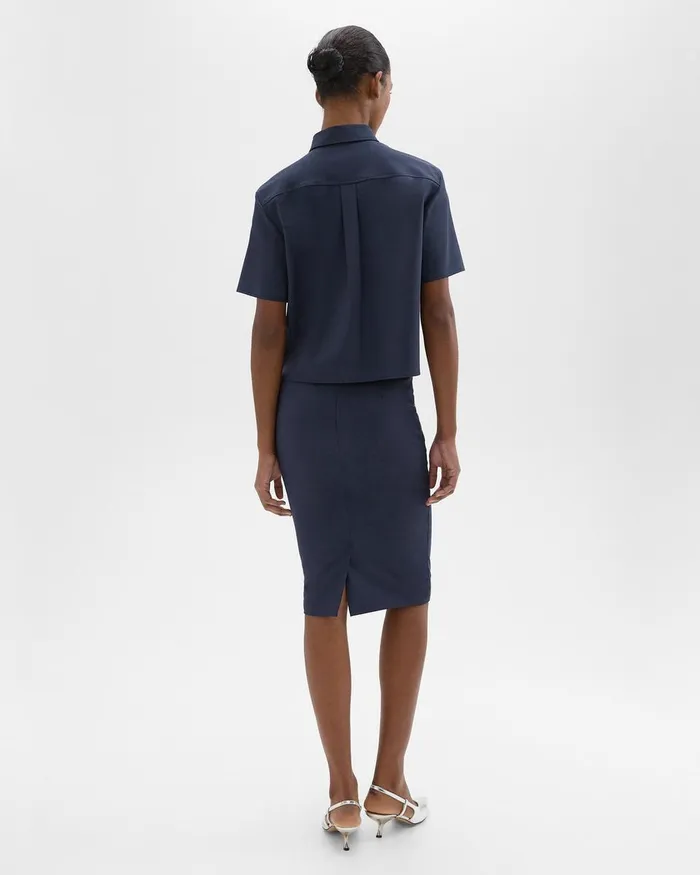 Theory Skirts Slim Pencil Skirt In Good Wool Nocturne Navy 8211 Women