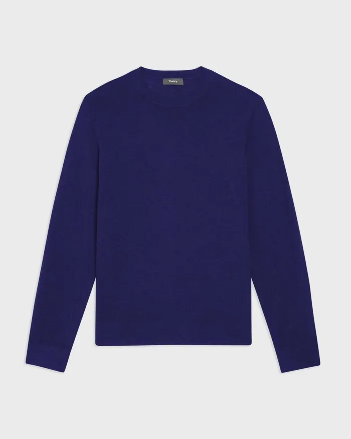 Theory Sweaters Cardigans Crewneck Sweater In Regal Wool Ocean 8211 Men