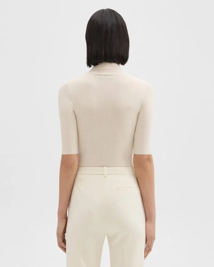 Theory Sweaters Cardigans Leenda ShortSleeve Turtleneck In Regal Wool New Ivory 8211 Women