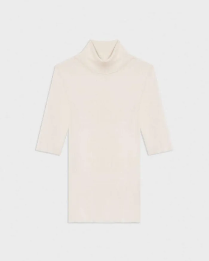 Theory Sweaters Cardigans Leenda ShortSleeve Turtleneck In Regal Wool New Ivory 8211 Women