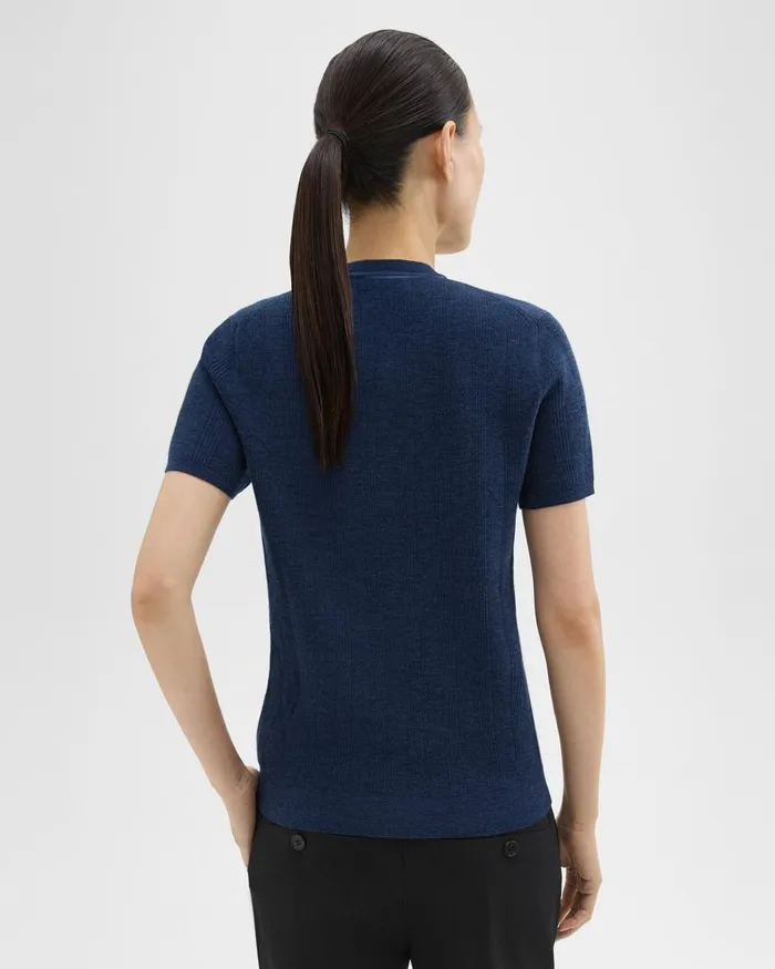 Theory Sweaters Cardigans Rib Knit ShortSleeve Henley Wave 8211 Women