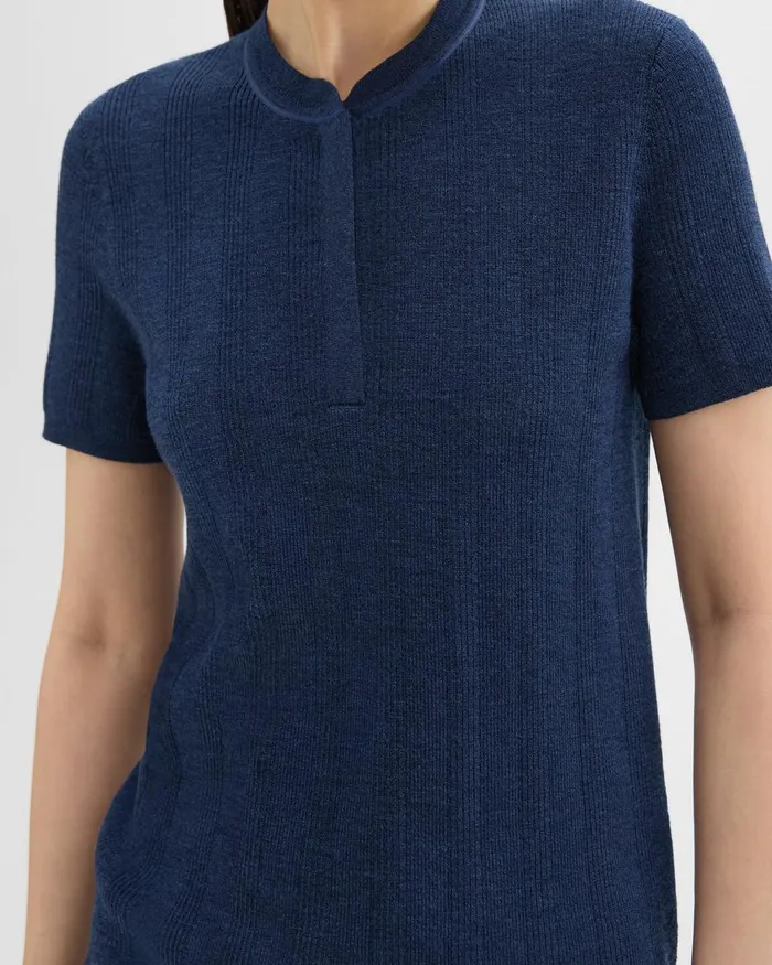 Theory Sweaters Cardigans Rib Knit ShortSleeve Henley Wave 8211 Women