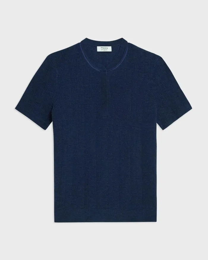 Theory Sweaters Cardigans Rib Knit ShortSleeve Henley Wave 8211 Women