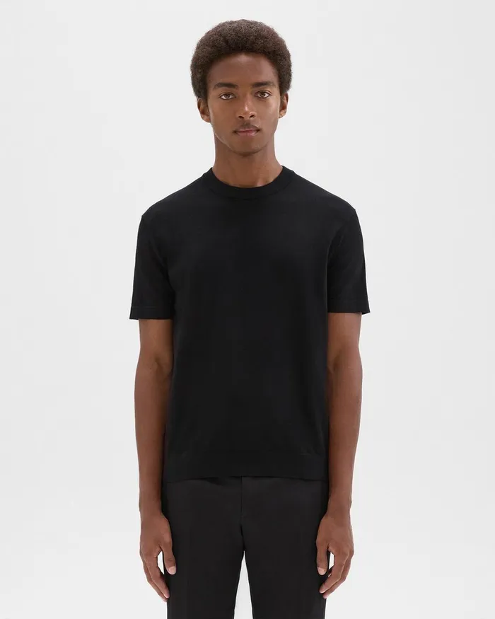 Theory Sweaters Cardigans Sarior ShortSleeve Sweater In Light Bilen Black 8211 Men