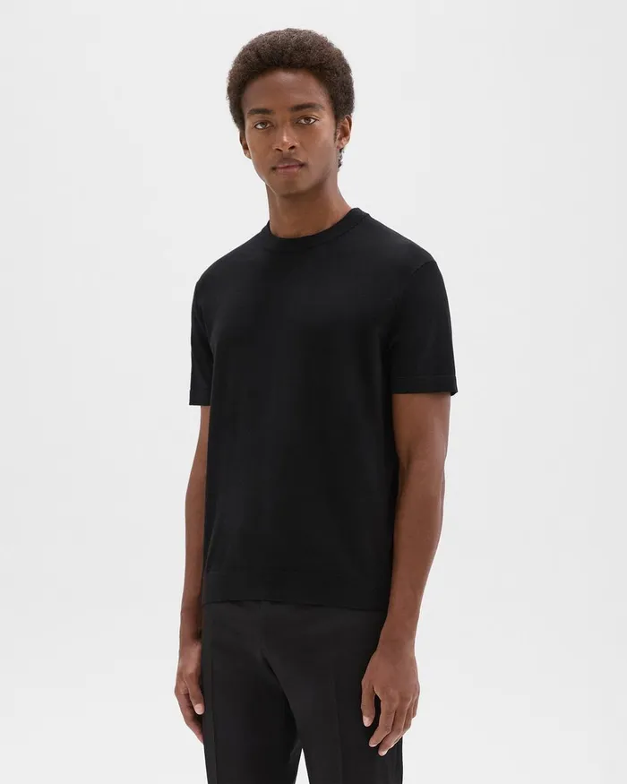 Theory Sweaters Cardigans Sarior ShortSleeve Sweater In Light Bilen Black 8211 Men
