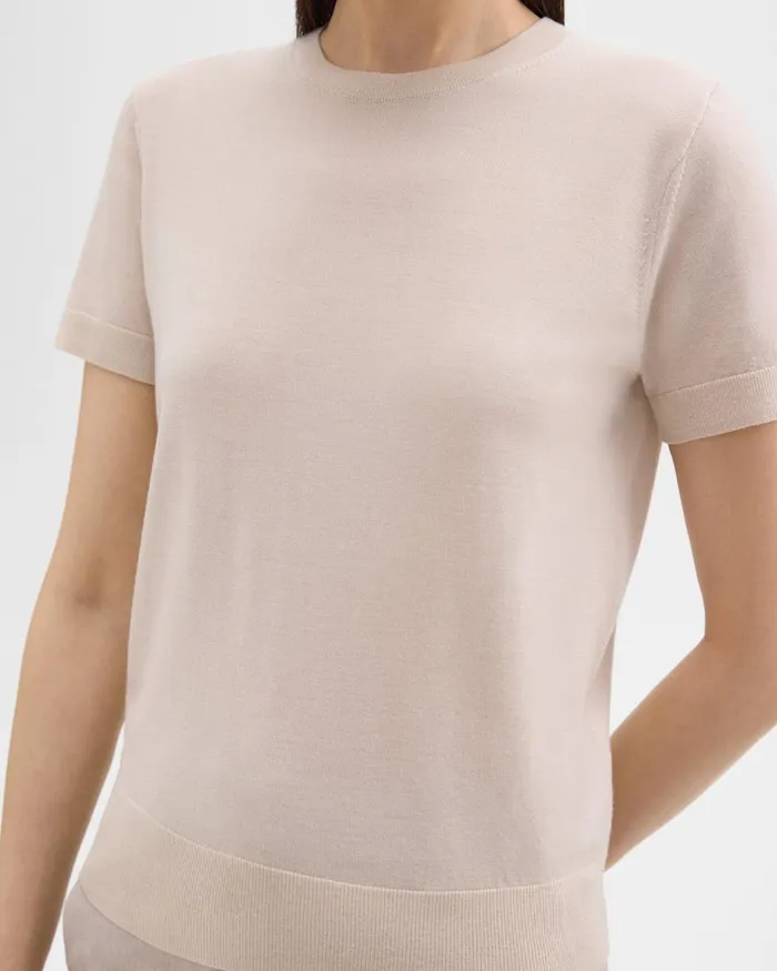 Theory Sweaters Cardigans ShortSleeve Sweater In Regal Wool Light Oat 8211 Women