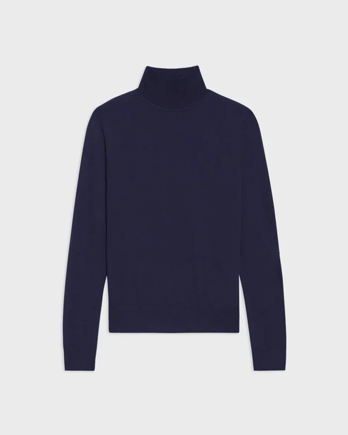 Theory Sweaters Cardigans Turtleneck Sweater In Regal Wool Deep Navy 8211 Women