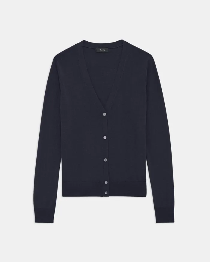 Theory Sweaters Cardigans VNeck Cardigan In Regal Wool Deep Navy 8211 Women