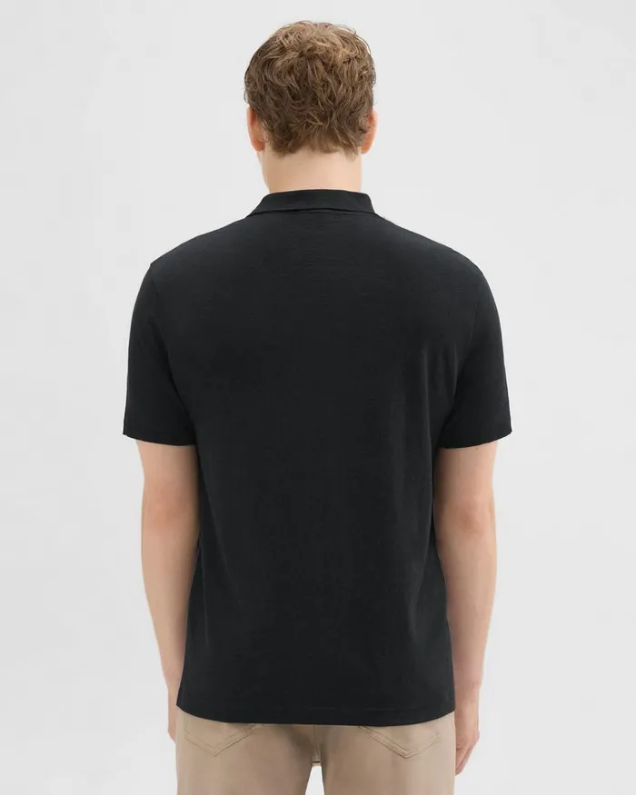Theory Tshirts Polos Bron Polo Shirt In Cosmos Slub Cotton Black 8211 Men