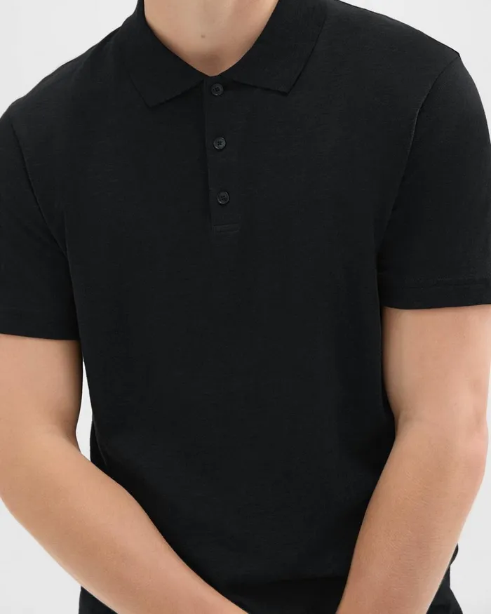 Theory Tshirts Polos Bron Polo Shirt In Cosmos Slub Cotton Black 8211 Men
