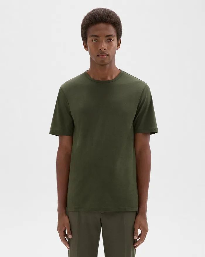 Theory Tshirts Polos Precise Tee In Luxe Cotton Jersey Dark Olive 8211 Men