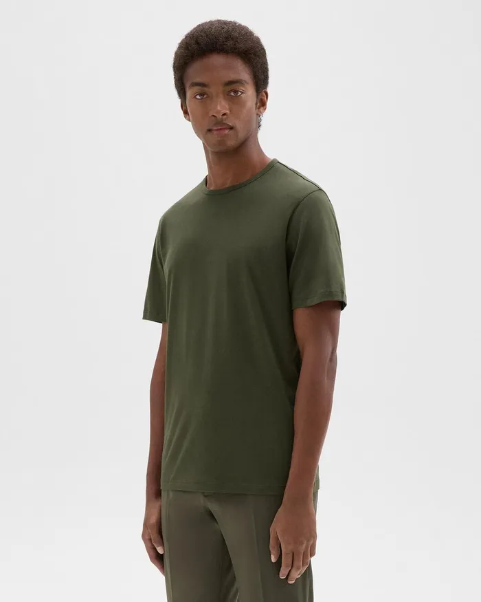 Theory Tshirts Polos Precise Tee In Luxe Cotton Jersey Dark Olive 8211 Men