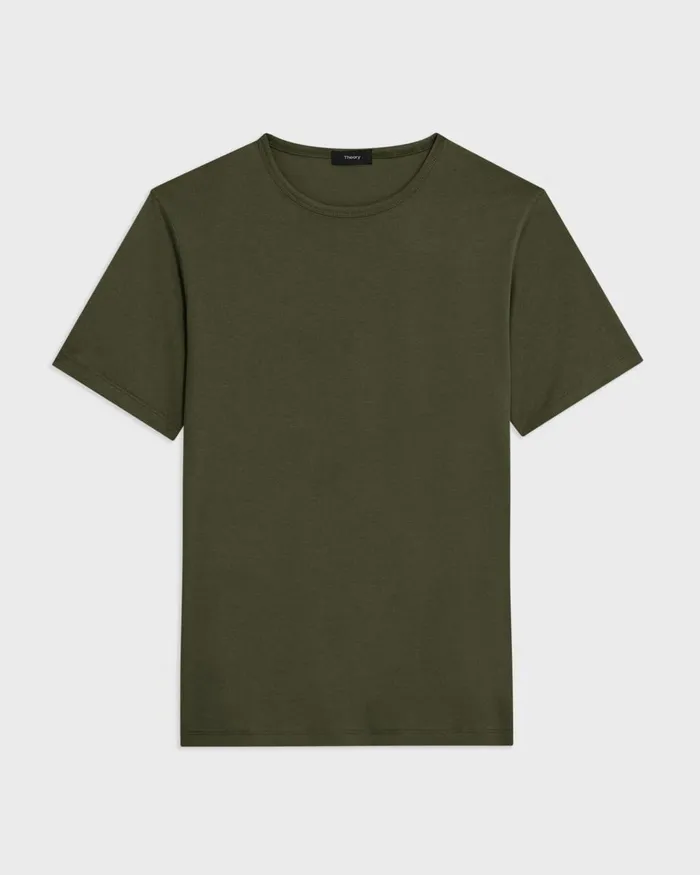 Theory Tshirts Polos Precise Tee In Luxe Cotton Jersey Dark Olive 8211 Men