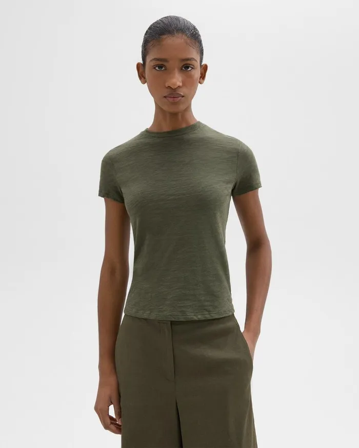 Theory TShirts Tiny Tee In Organic Slub Cotton Dark Olive 8211 Women