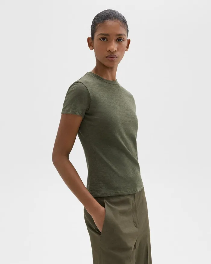 Theory TShirts Tiny Tee In Organic Slub Cotton Dark Olive 8211 Women