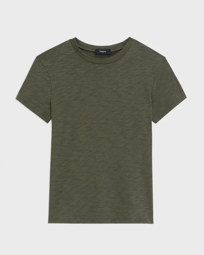 Theory TShirts Tiny Tee In Organic Slub Cotton Dark Olive 8211 Women