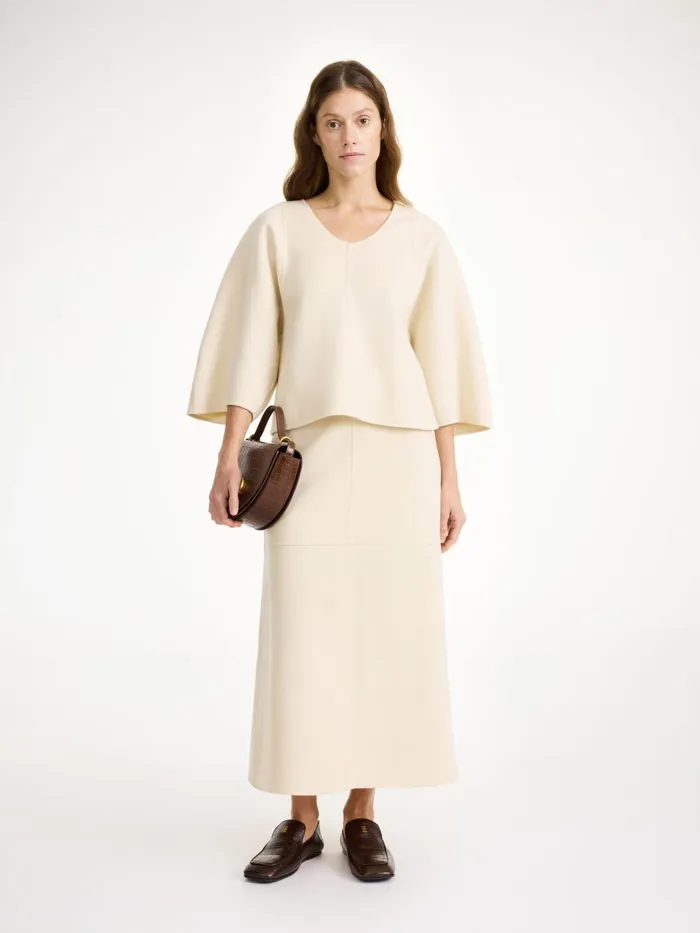 Tops and Blouses Women By Malene Birger Calya Wool Blouse Pearl
