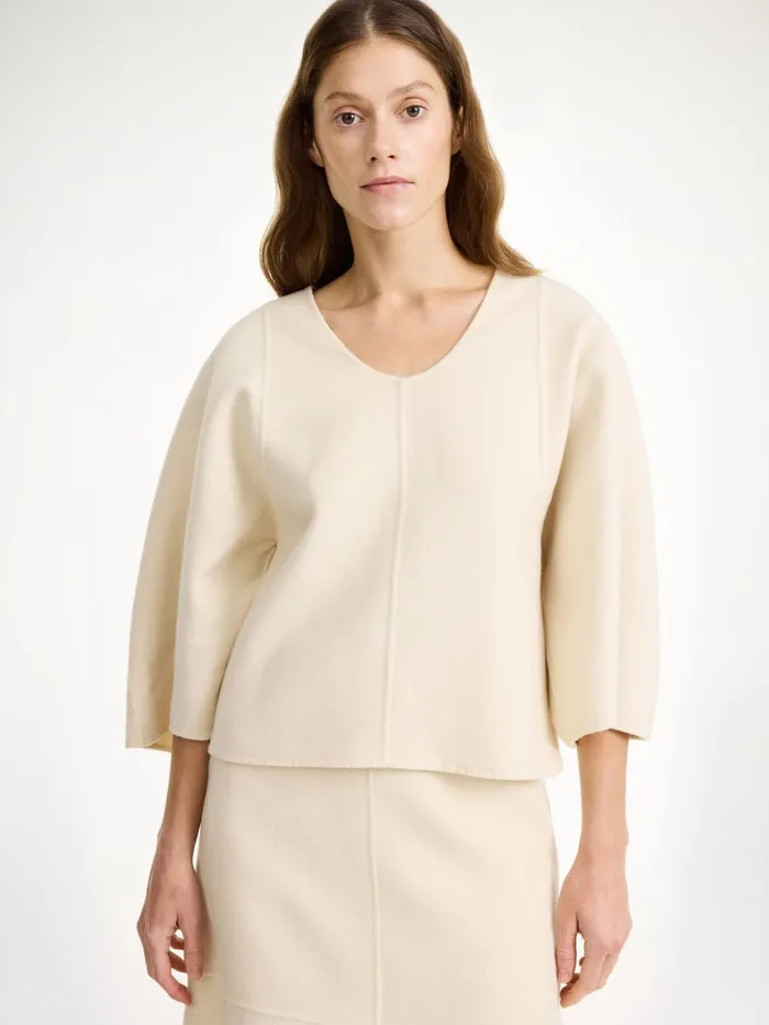 Tops and Blouses Women By Malene Birger Calya Wool Blouse Pearl
