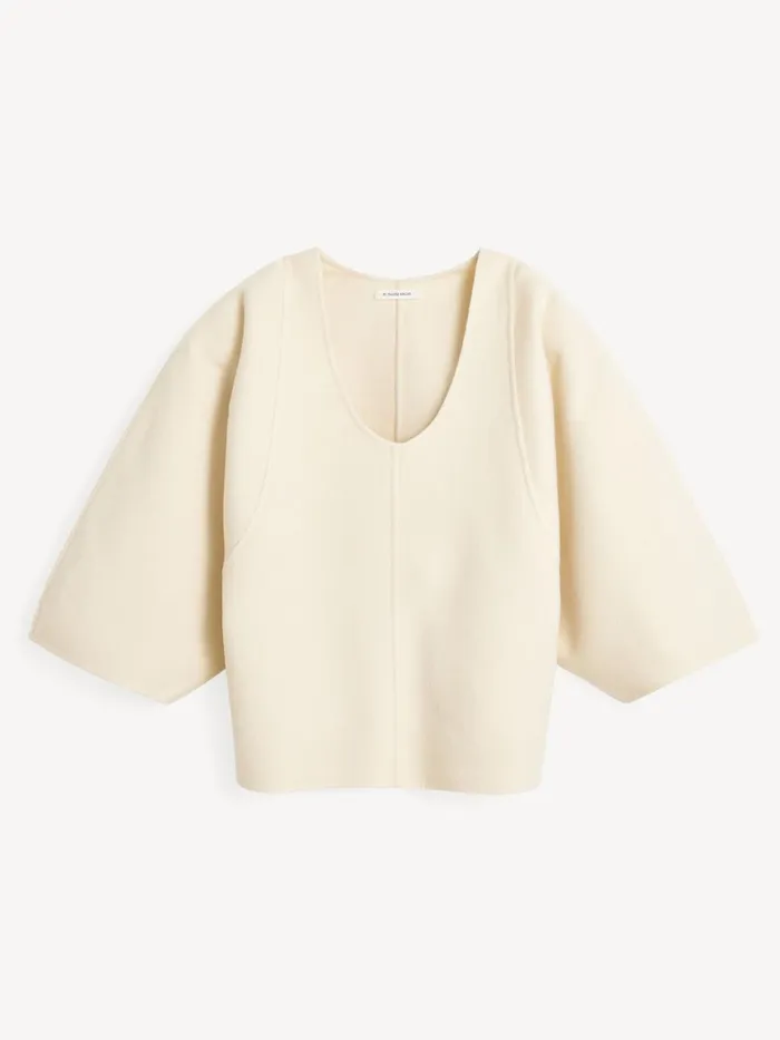 Tops and Blouses Women By Malene Birger Calya Wool Blouse Pearl