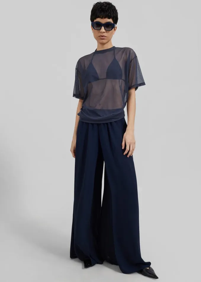 Tops Women The Frankie Shop Ramy Mesh Tee 8211 Navy